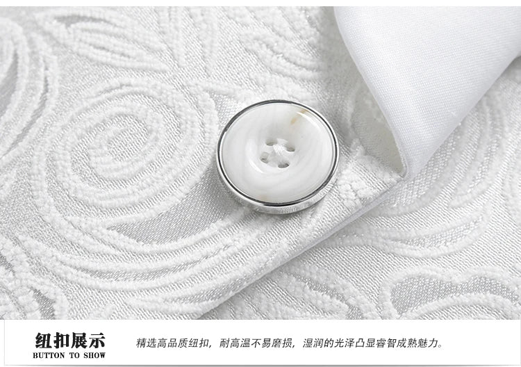 2026 New Men's White Rose Pattern Suit Jacket, Wedding Party Dress Coat, High Quality Men Slim Blazers Masculino Big Size M-6XL