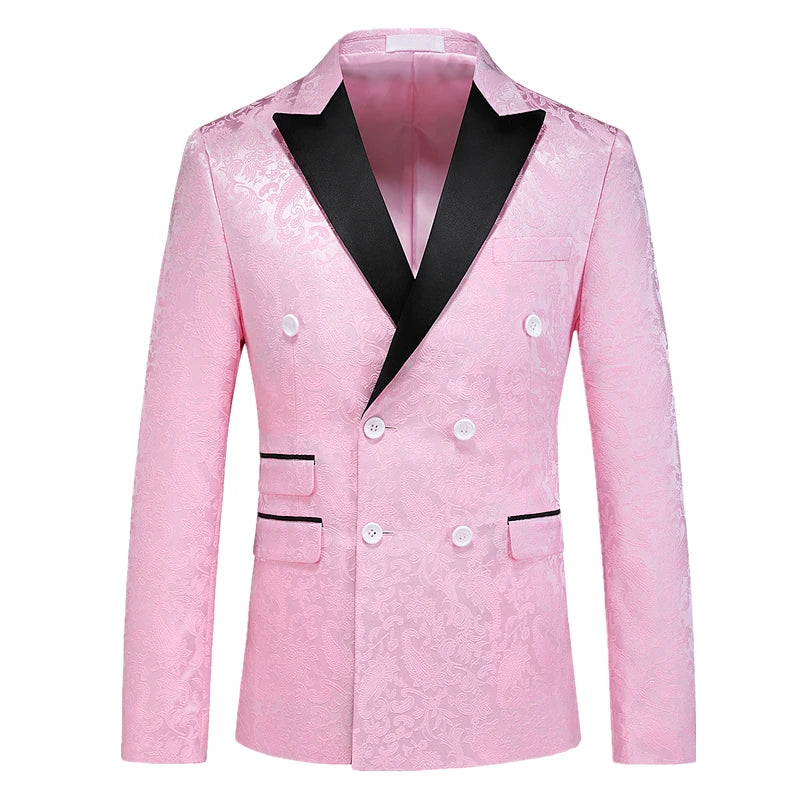 2026 New Men's White Rose Pattern Suit Jacket, Wedding Party Dress Coat, High Quality Men Slim Blazers Masculino Big Size M-6XL