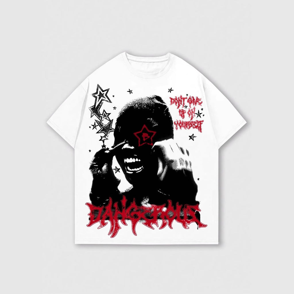 Cross-border Foreign Trade Explosions Fashion Men's and Women's Same Style Top Short-sleeved T-shirt Top Characters Printed Short-sleeved Small Round Neck T-shirt