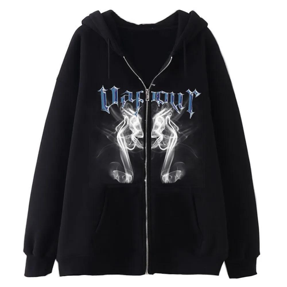 European and American Dark Skull Skeleton Sports Hooded Zipper Cardigan Sweatshirt Gothic Couple Harajuku Metal Jacket Top