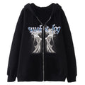 European and American Dark Skull Skeleton Sports Hooded Zipper Cardigan Sweatshirt Gothic Couple Harajuku Metal Jacket Top