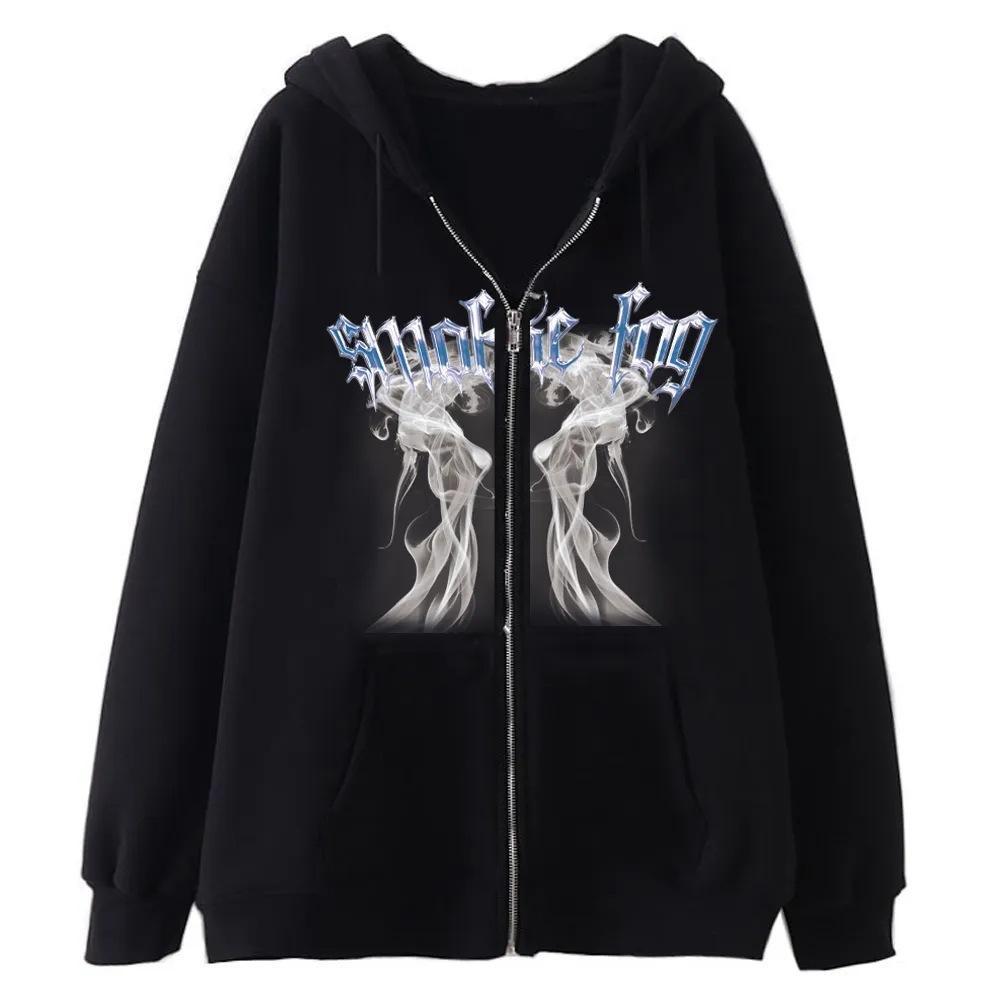 European and American Dark Skull Skeleton Sports Hooded Zipper Cardigan Sweatshirt Gothic Couple Harajuku Metal Jacket Top