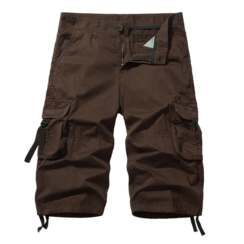 New style Cotton Below Knee Length  3/4 Long Shorts Men's Tactical Capri Pants Multi Pocket Summer Twill Work Cargo Pants Man