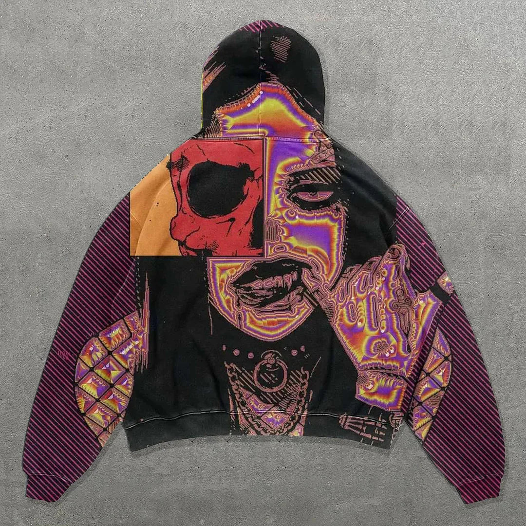 Y2K American Cloths Autumn New Mens 3D Graphic Printed Men Oversized Hoodie Fashion Streetwear Black Gothic Punk Hoodies For Man