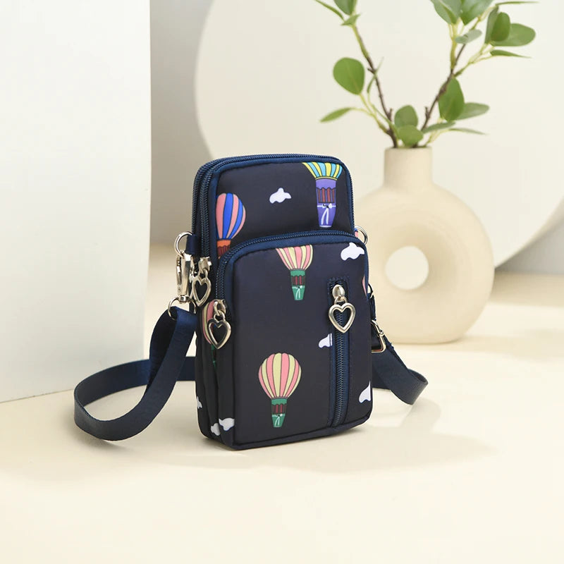 Women's Single Shoulder Crossbody Cell Phone Bag Four Zipper Bag Hanging Neck Coin Bag Outdoor Sports Arm Bag
