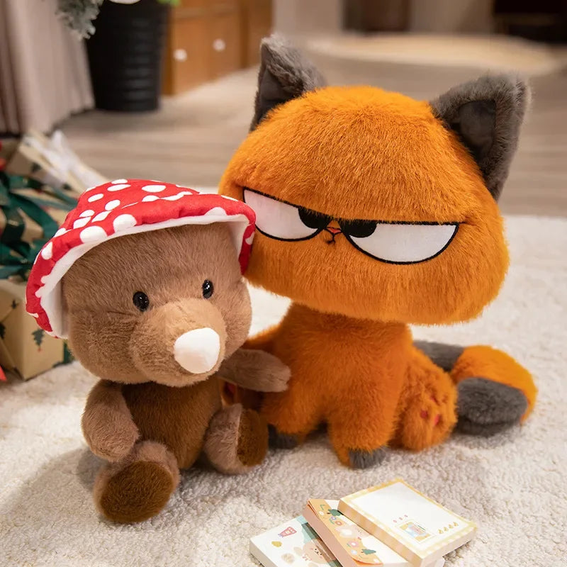 Hot Sale Anime Mole&Angry Cat Plush Toys Cartoon Mushroom Hat Mouse Orange Kitten Doll Lovely Children Companion Cool Gift