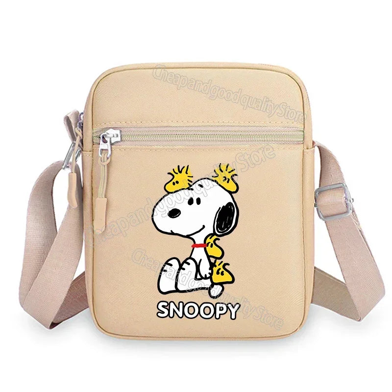 Kawaii Snoopy Women Men Shoulder Bag Fashion Mini Oxford Mobile Phone Bag Crossbody Bag Kawaii Ladies Waist Pack Wallet Gift