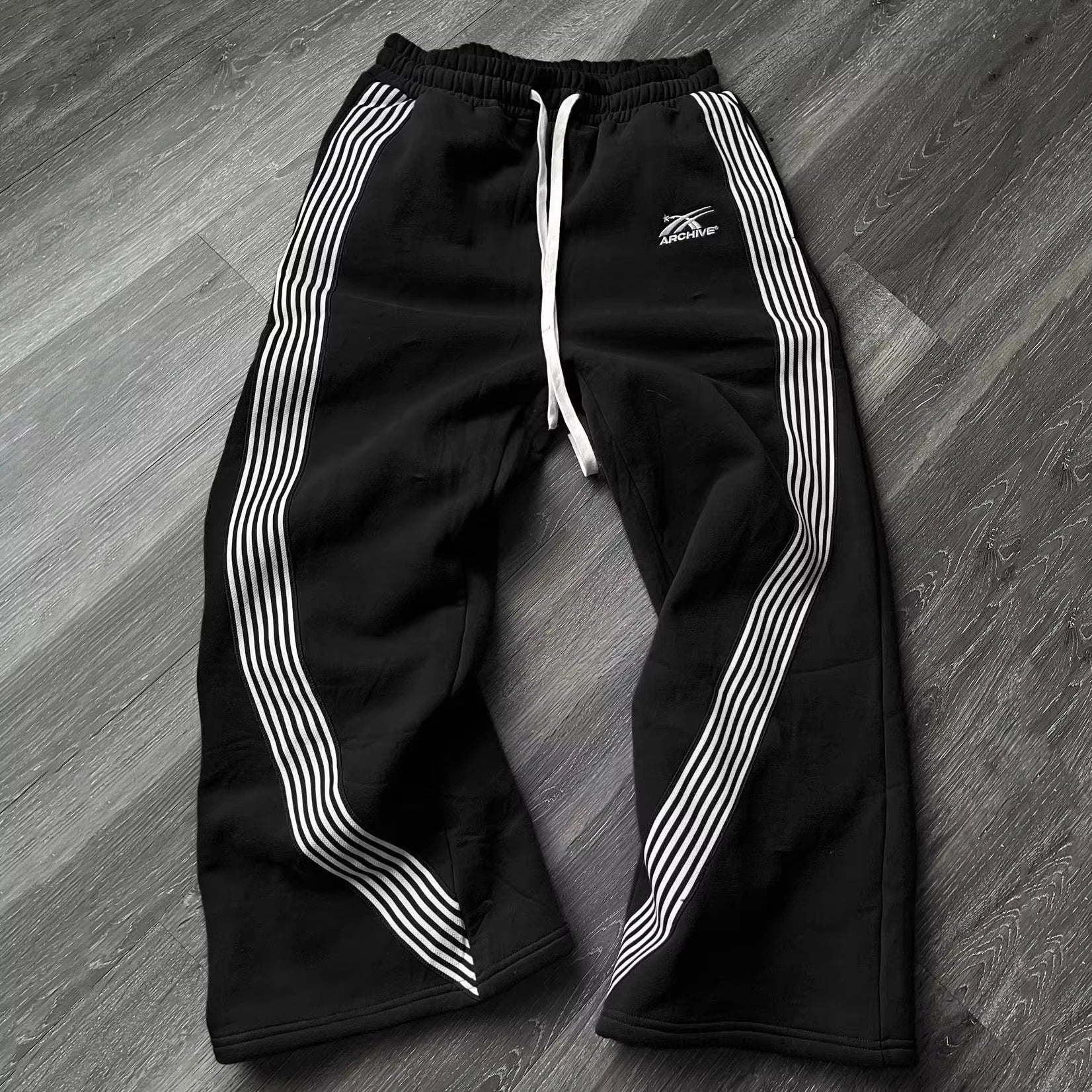 Y2k Embroidered Gray Casual Pants Striped Functional Tactical Functional Baggy Men's Women Premium Jogging Drawstring Sweatpants