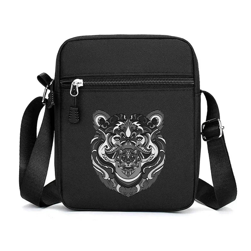 Simple Oxford Cloth Shoulder Bag Cartoon Adjustable Mobile Phone Bag Multiple Compartments Crossbody Bag for Men