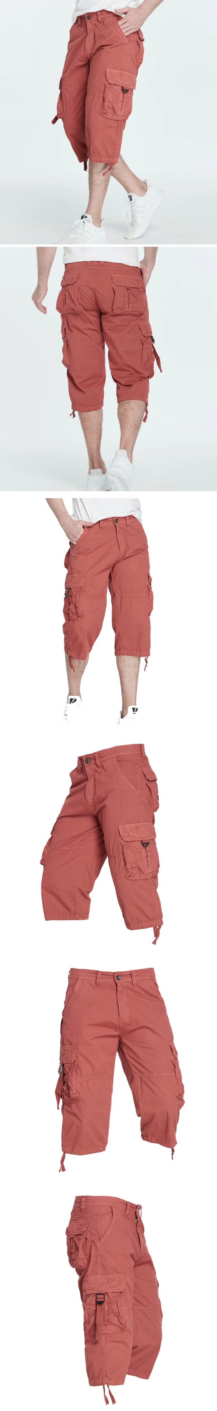New style Cotton Below Knee Length  3/4 Long Shorts Men's Tactical Capri Pants Multi Pocket Summer Twill Work Cargo Pants Man