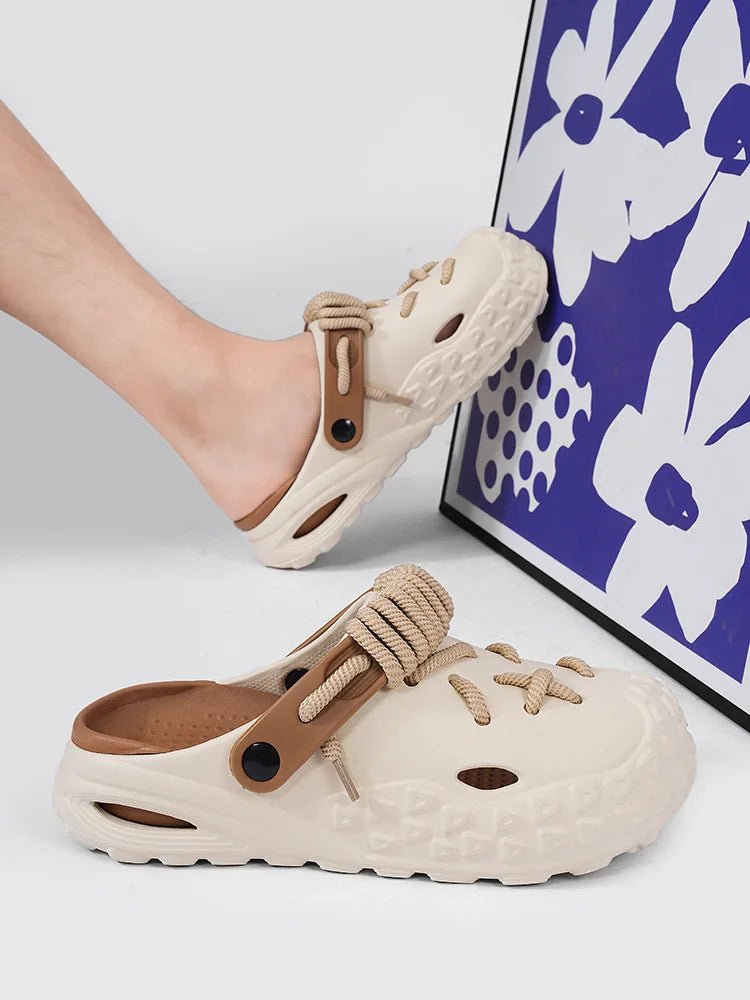 Couples Matching Breathable Outdoor Sandals Men Women Size Large Summer Slip-On Clog Shoes Anti-Slip Beach Flip Flops