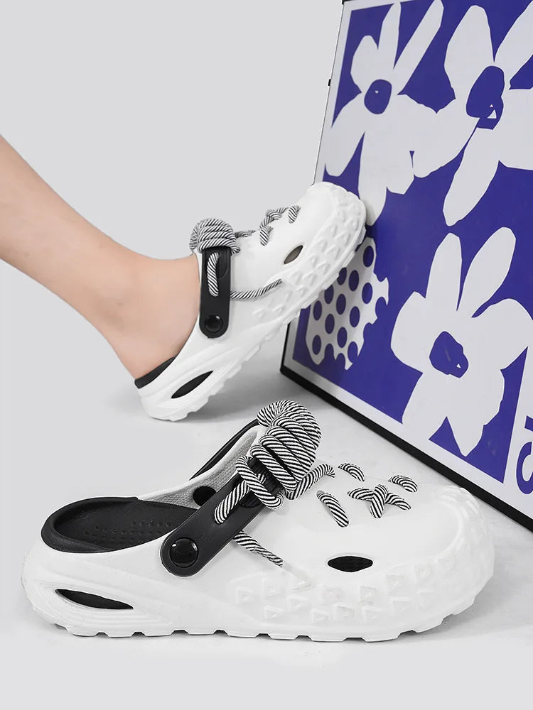 Couples Matching Breathable Outdoor Sandals Men Women Size Large Summer Slip-On Clog Shoes Anti-Slip Beach Flip Flops