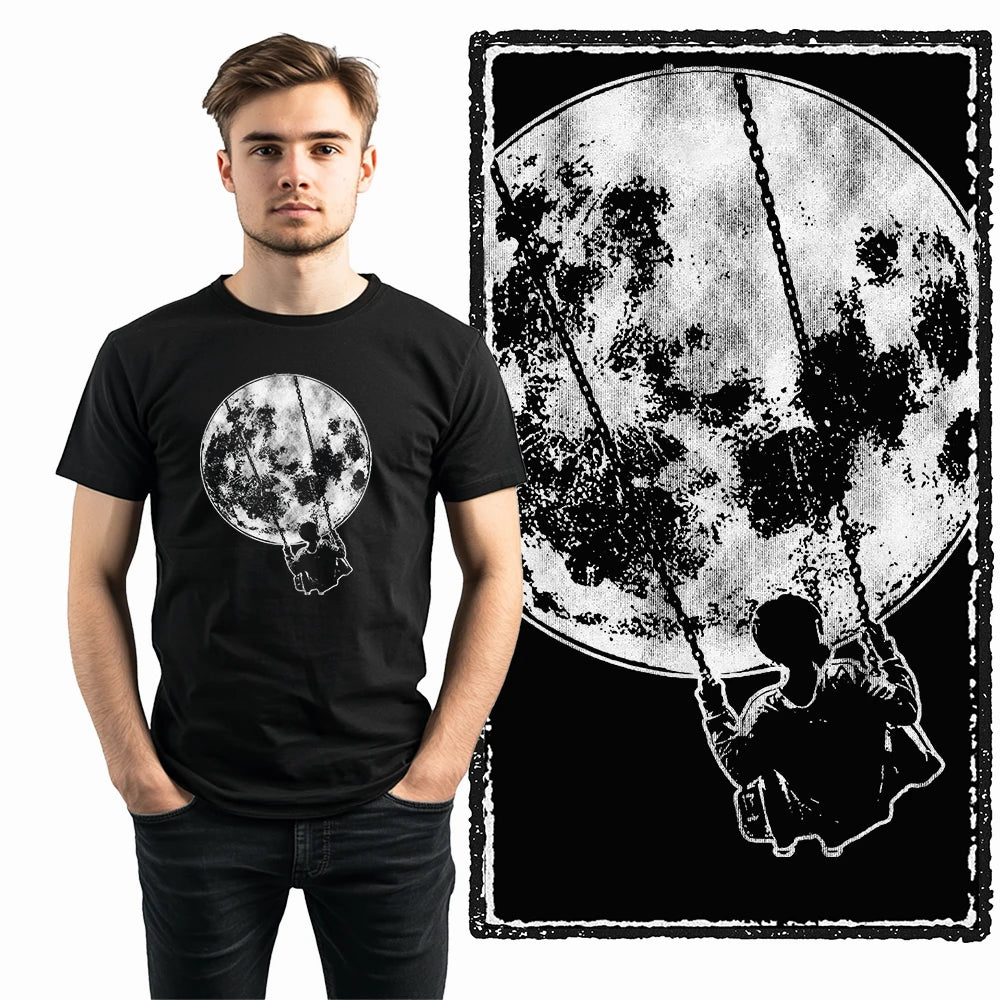 Coolmind SA 100% Cotton astronaut Graphic T shirt fo men Cool Moon print Big Size men tshirt BLACK men's novelty tee shirt