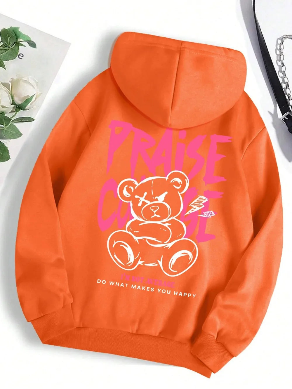 2025 Autumn New Men's Bear Letter Printed Comfortable Breathable Hoodie Outdoor City Street Style Hoodie