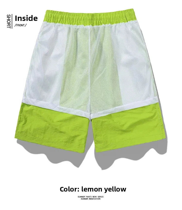 Ice Sensation Quick Dry Breathable Loose Men's Shorts Summer Thin Five-Point Drawstring Pure Color Sporty Casual Shorts