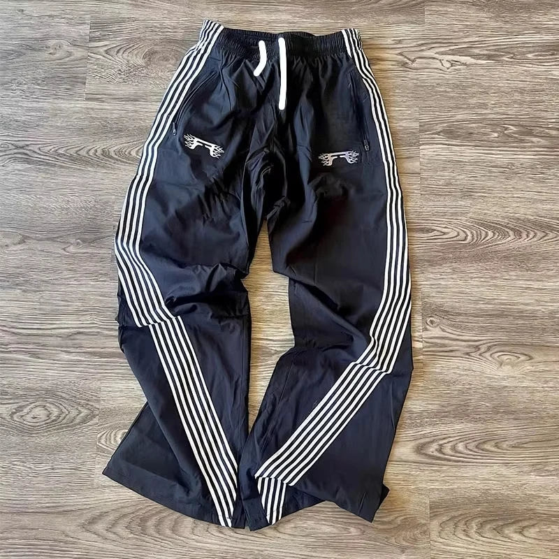 Casual Loose Straight Leg Pants Striped Summer Fashion Trend Street Hip-hop Jogging Men's Women's Harajuku Sweat pants Kids