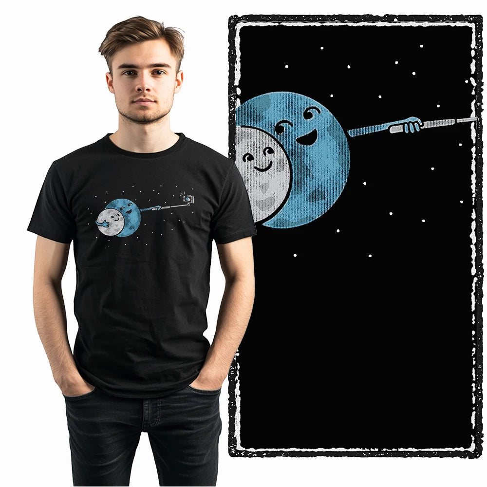 Coolmind SA 100% Cotton astronaut Graphic T shirt fo men Cool Moon print Big Size men tshirt BLACK men's novelty tee shirt