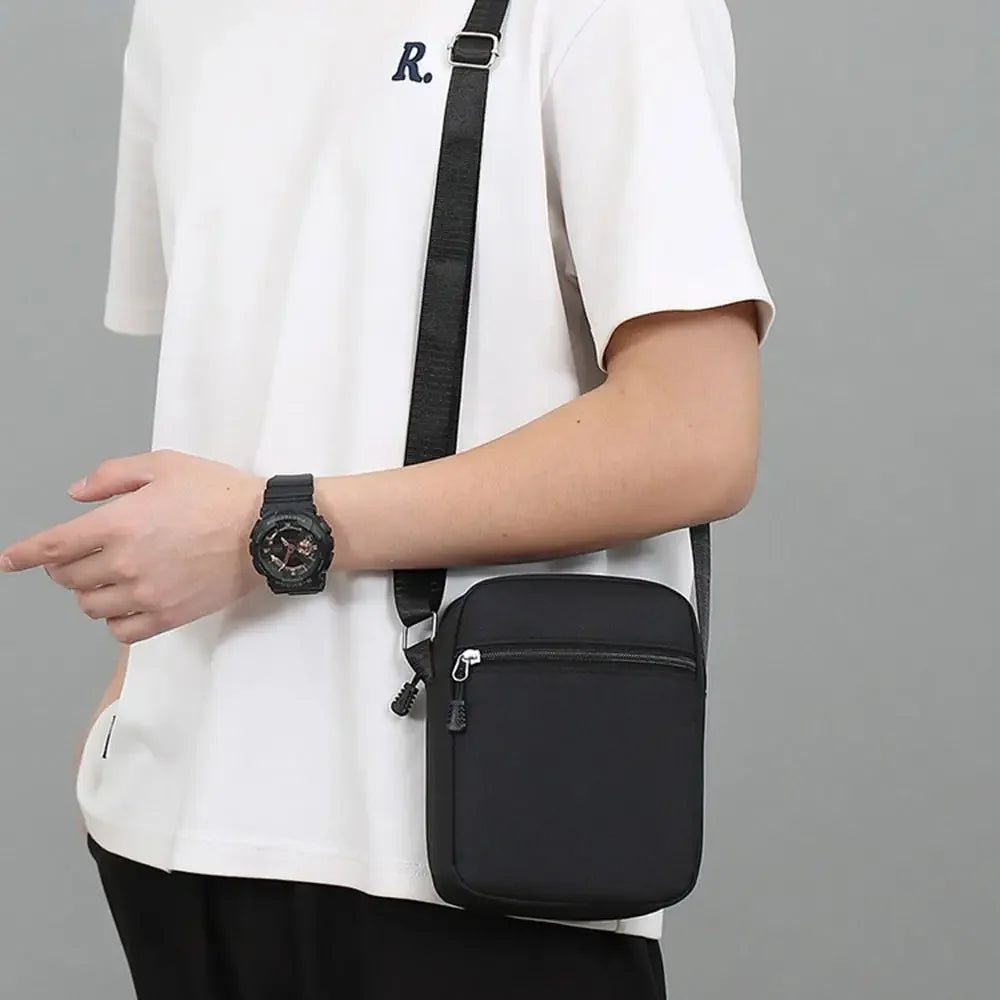 Simple Oxford Cloth Shoulder Bag Cartoon Adjustable Mobile Phone Bag Multiple Compartments Crossbody Bag for Men