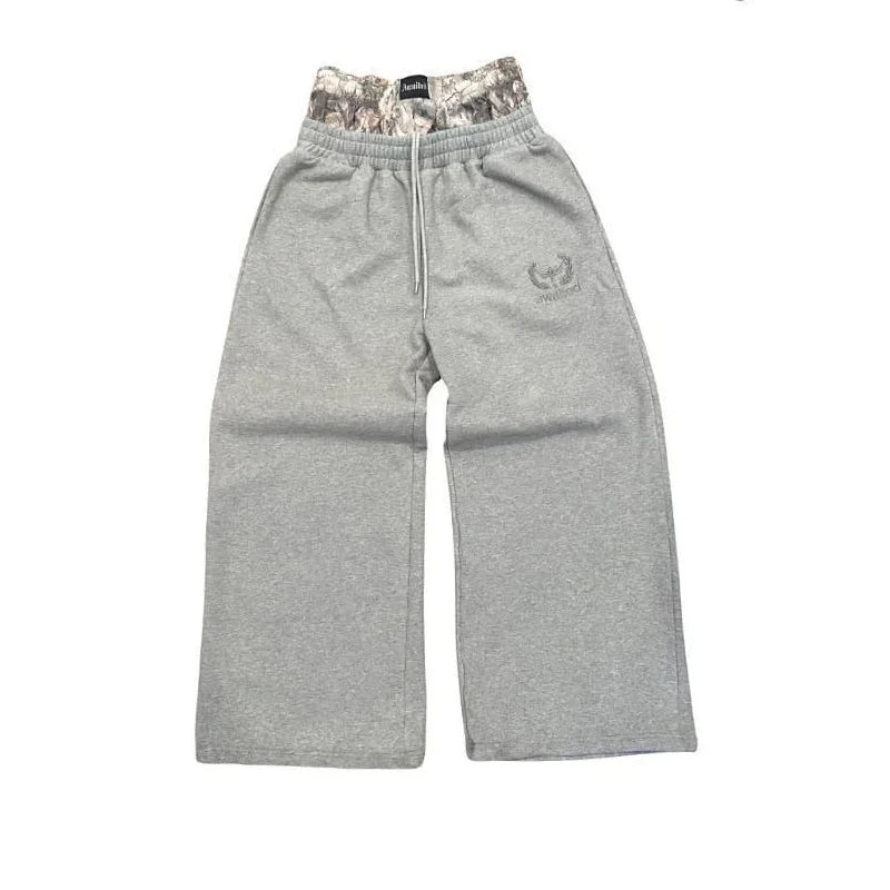 Y2k Embroidered Gray Casual Pants Striped Functional Tactical Functional Baggy Men's Women Premium Jogging Drawstring Sweatpants