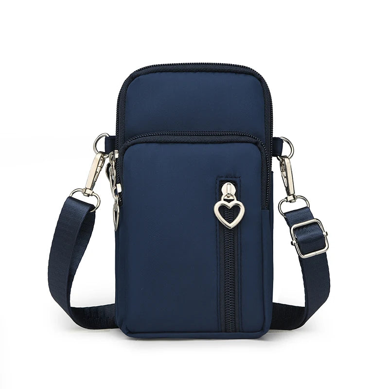 Women's Single Shoulder Crossbody Cell Phone Bag Four Zipper Bag Hanging Neck Coin Bag Outdoor Sports Arm Bag