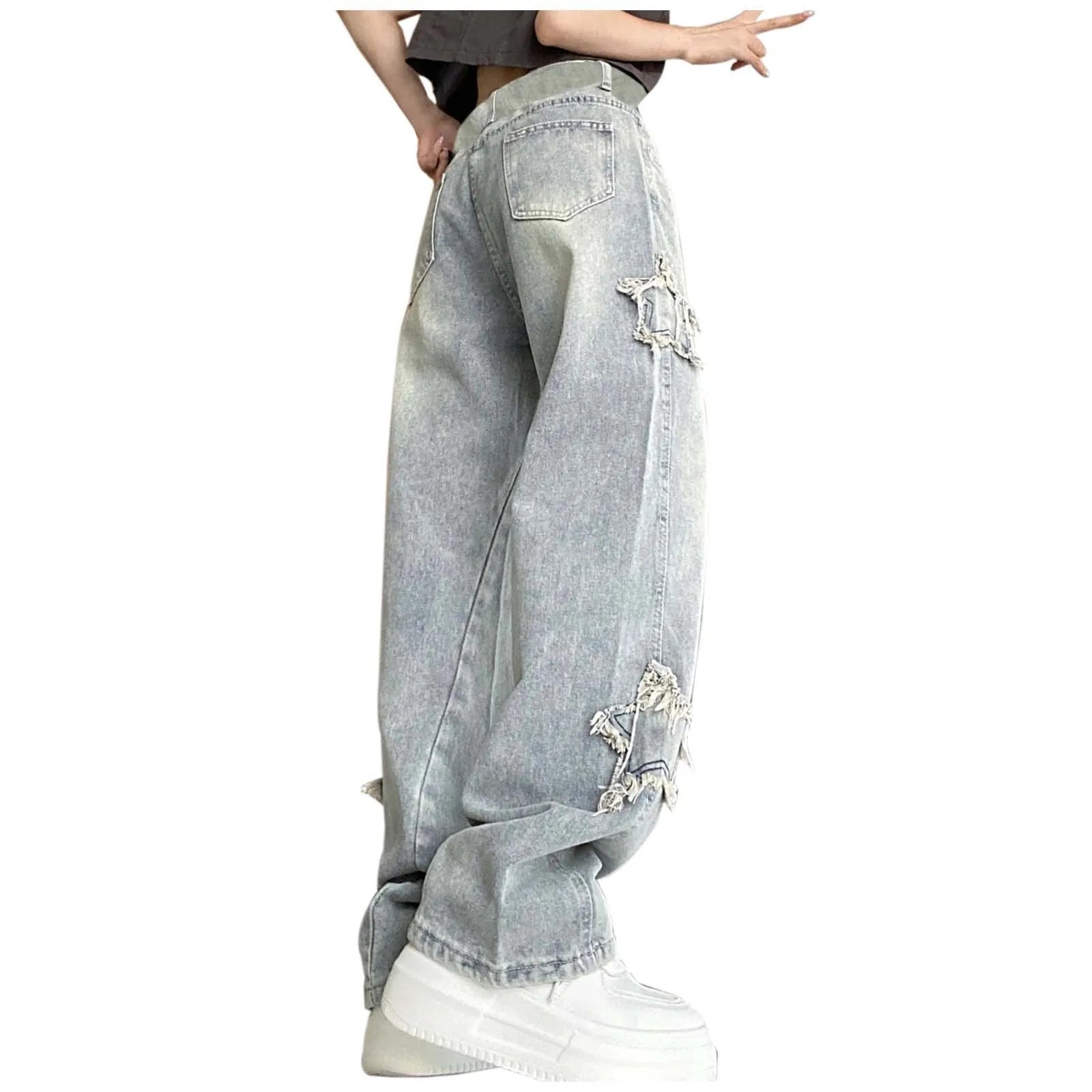 High Waisted Vintage Star Jeans For Women Chic Embroidered Straight Leg To Wide Leg Slim Fit Denim Pants спортивні штани жіночі