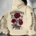 Red Rose Print Autumn winter models Men's Fleece windproof Warm Cotton Oversized Hoodie Outdoor Commuter Men's High Elastic Top