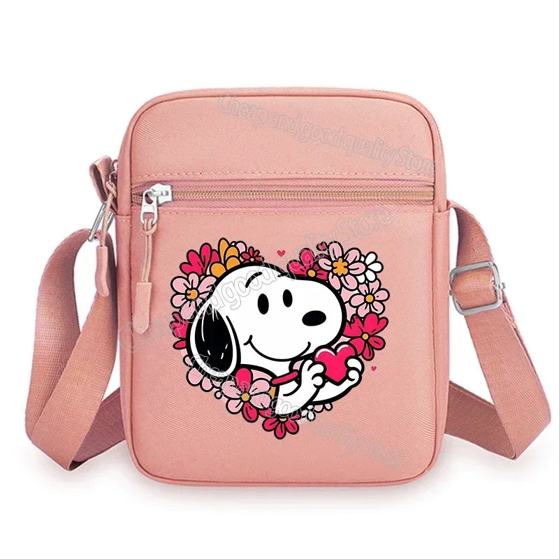 Kawaii Snoopy Women Men Shoulder Bag Fashion Mini Oxford Mobile Phone Bag Crossbody Bag Kawaii Ladies Waist Pack Wallet Gift