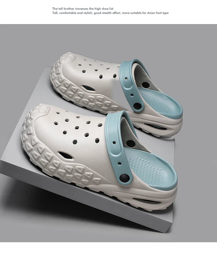 Flowllorss Men's Summer Outdoor Driving Sports Sandals Thick Bottom Anti-Slip Slip-On Beach Shoes Comfortable Wear Hole Shoes