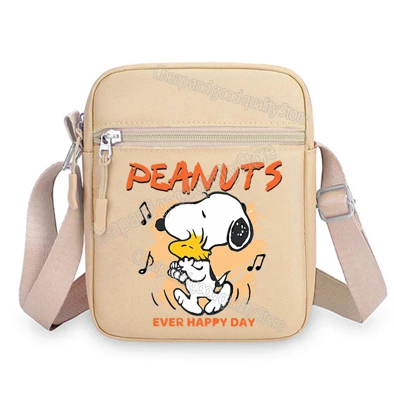 Kawaii Snoopy Women Men Shoulder Bag Fashion Mini Oxford Mobile Phone Bag Crossbody Bag Kawaii Ladies Waist Pack Wallet Gift
