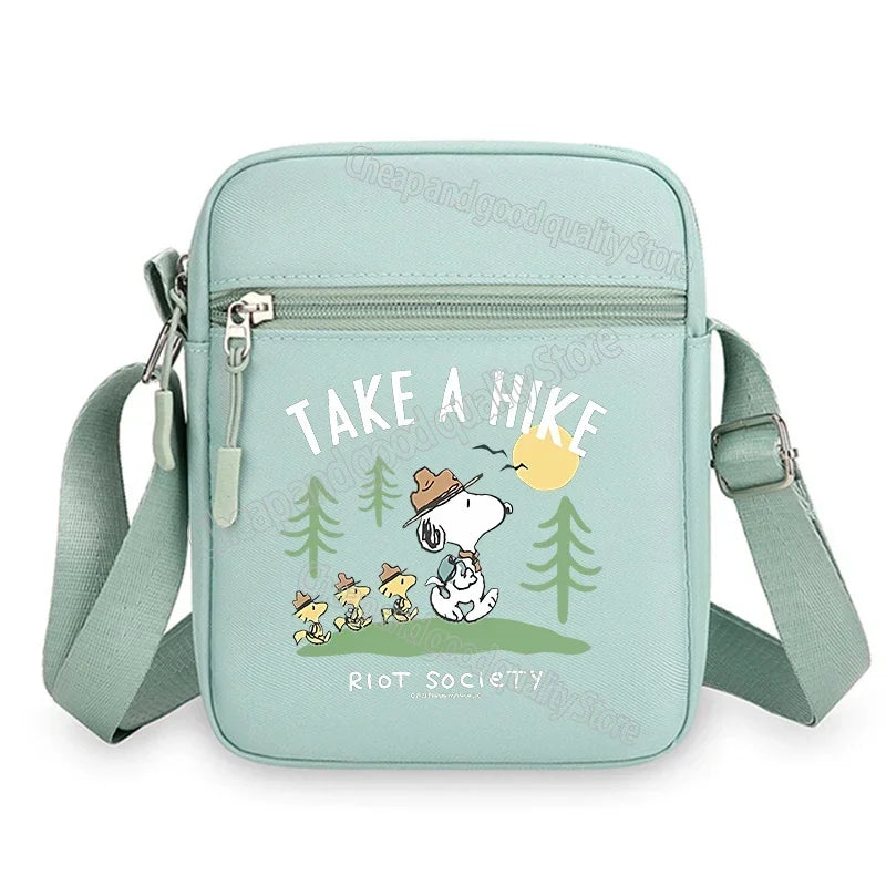 Kawaii Snoopy Women Men Shoulder Bag Fashion Mini Oxford Mobile Phone Bag Crossbody Bag Kawaii Ladies Waist Pack Wallet Gift