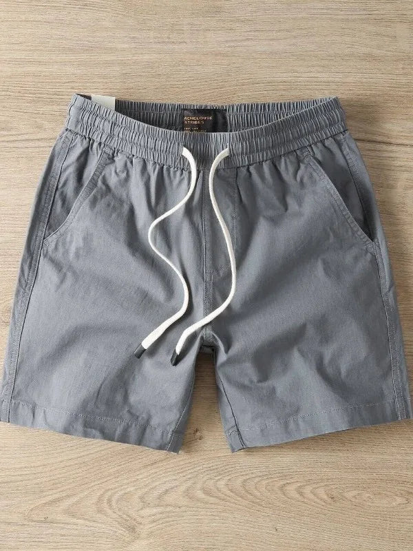 Summer Men's Casual Sports Shorts Loose Elastic Waist Four-Fifths Length Washed Outdoor Wear Youth Fashion Basic  Color