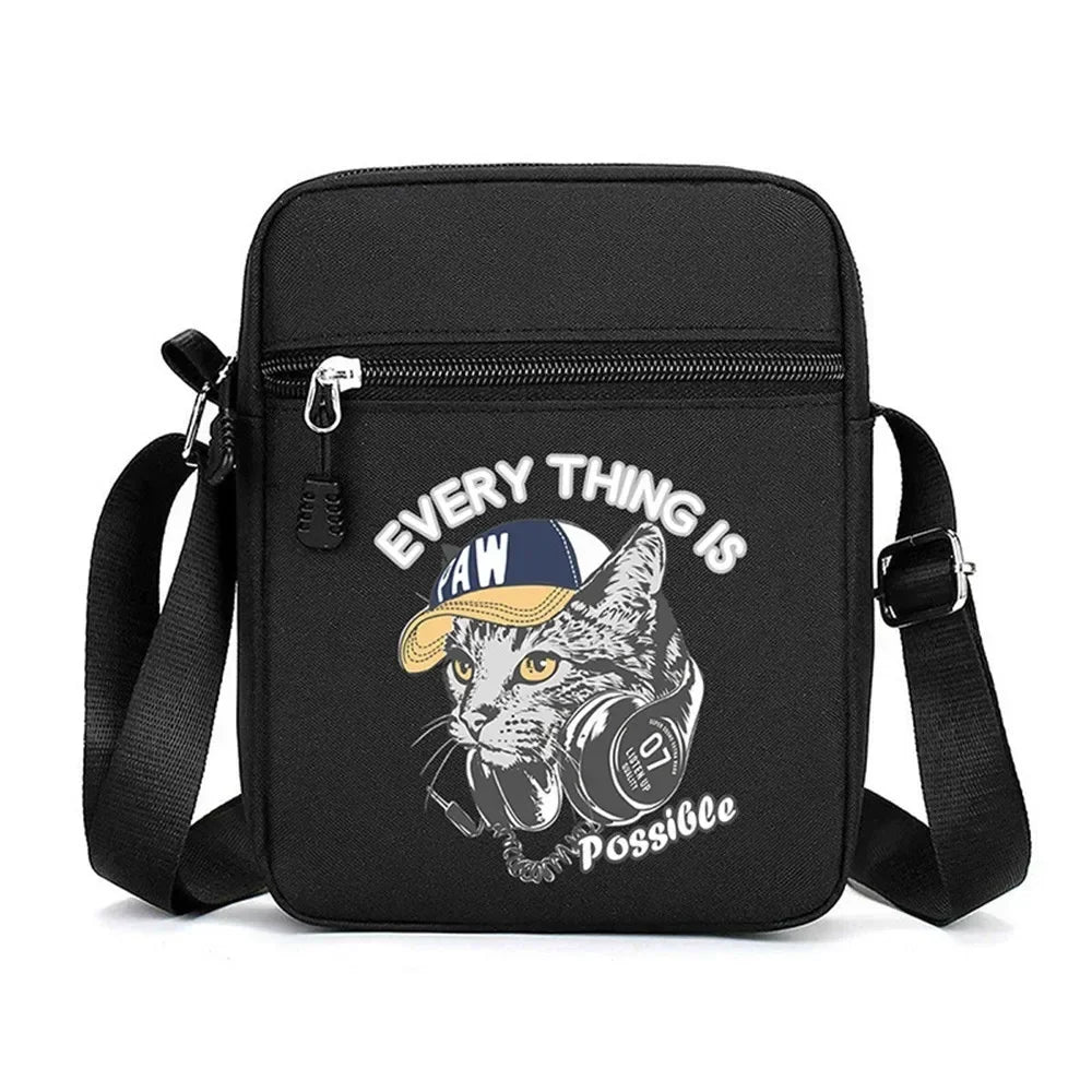 Simple Oxford Cloth Shoulder Bag Cartoon Adjustable Mobile Phone Bag Multiple Compartments Crossbody Bag for Men