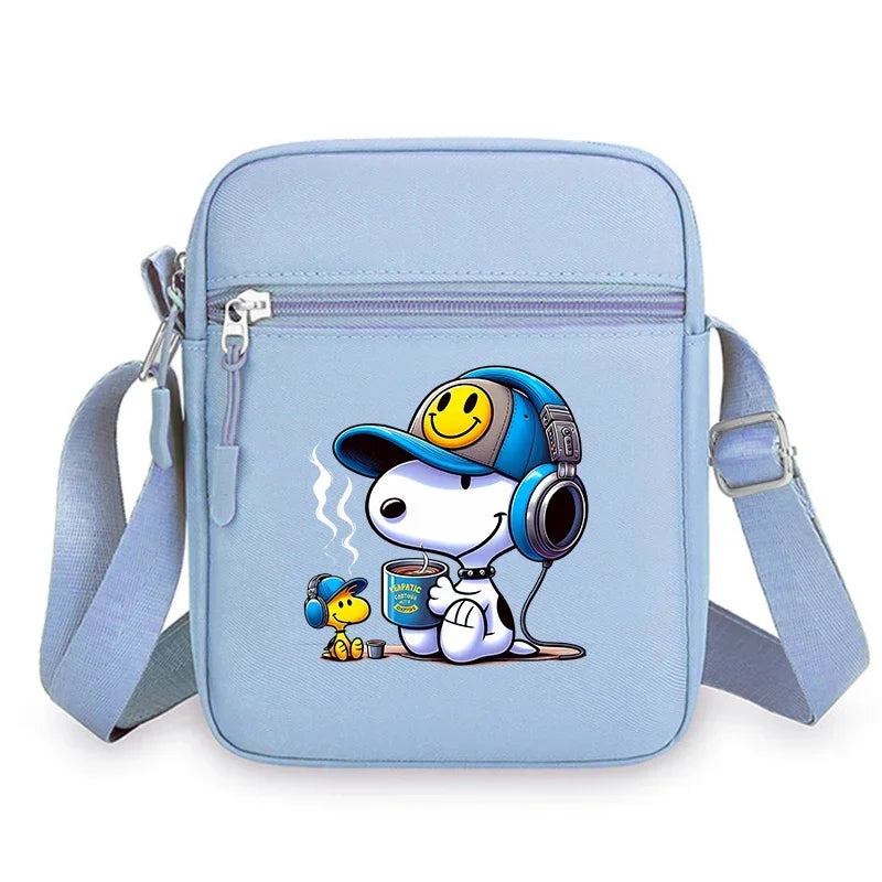 Kawaii Snoopy Women Men Shoulder Bag Fashion Mini Oxford Mobile Phone Bag Crossbody Bag Kawaii Ladies Waist Pack Wallet Gift