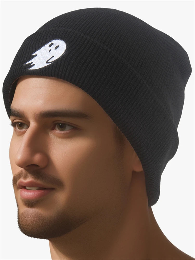 1pc Halloween Cute Ghost Embroidered Knitted Hat Autumn And Winter Men's And Women's Festival Party Cold-proof Hat