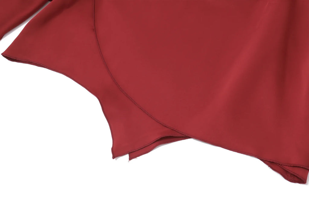 PixieKiki Sexy Satin Red Dress Asymmetrical Ruched Strapless Backless Short Dresses for Woman Party Birthday Outfits P33-EE26