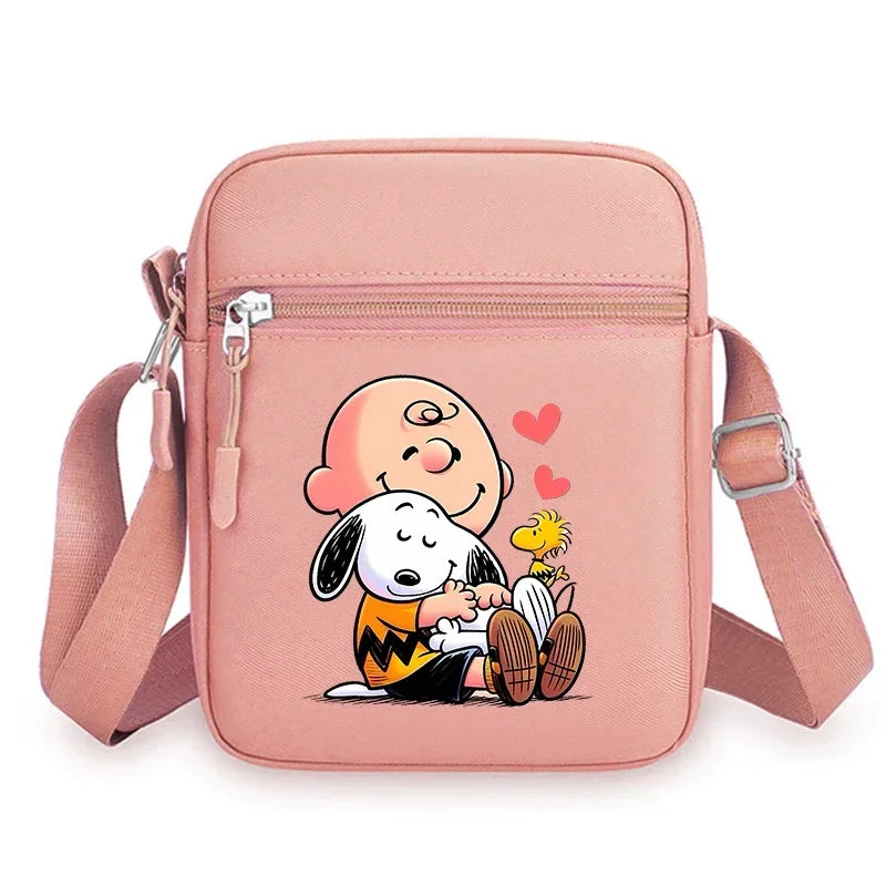 Kawaii Snoopy Women Men Shoulder Bag Fashion Mini Oxford Mobile Phone Bag Crossbody Bag Kawaii Ladies Waist Pack Wallet Gift