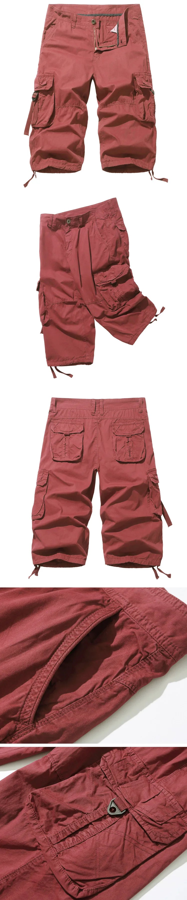 New style Cotton Below Knee Length  3/4 Long Shorts Men's Tactical Capri Pants Multi Pocket Summer Twill Work Cargo Pants Man