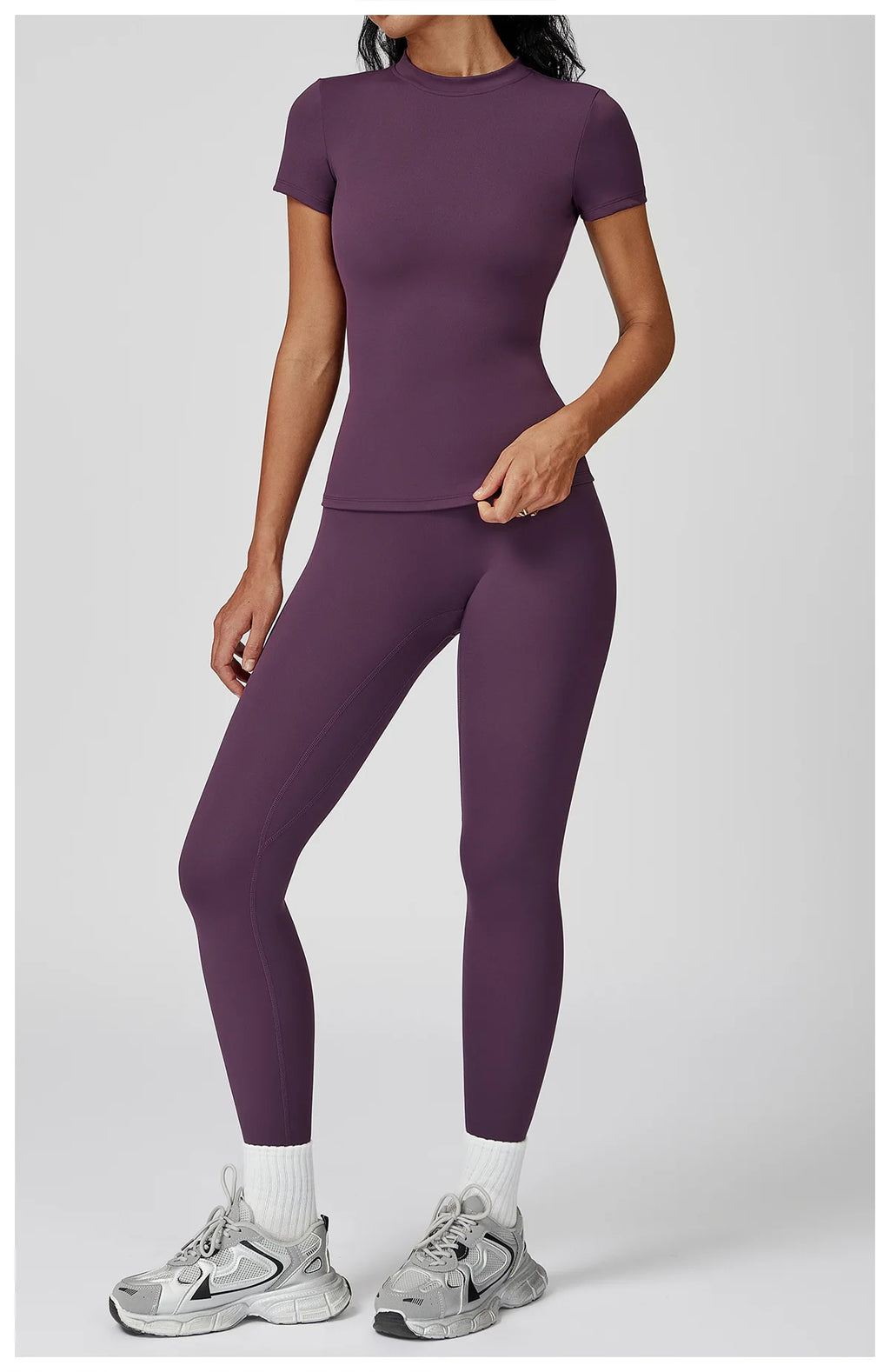 Women  Yoga Set 2PCS Workout Set Sportswear Gym Clothing Fitness Long Sleeve High Waist Leggings Cycling Shorts Sports Suits