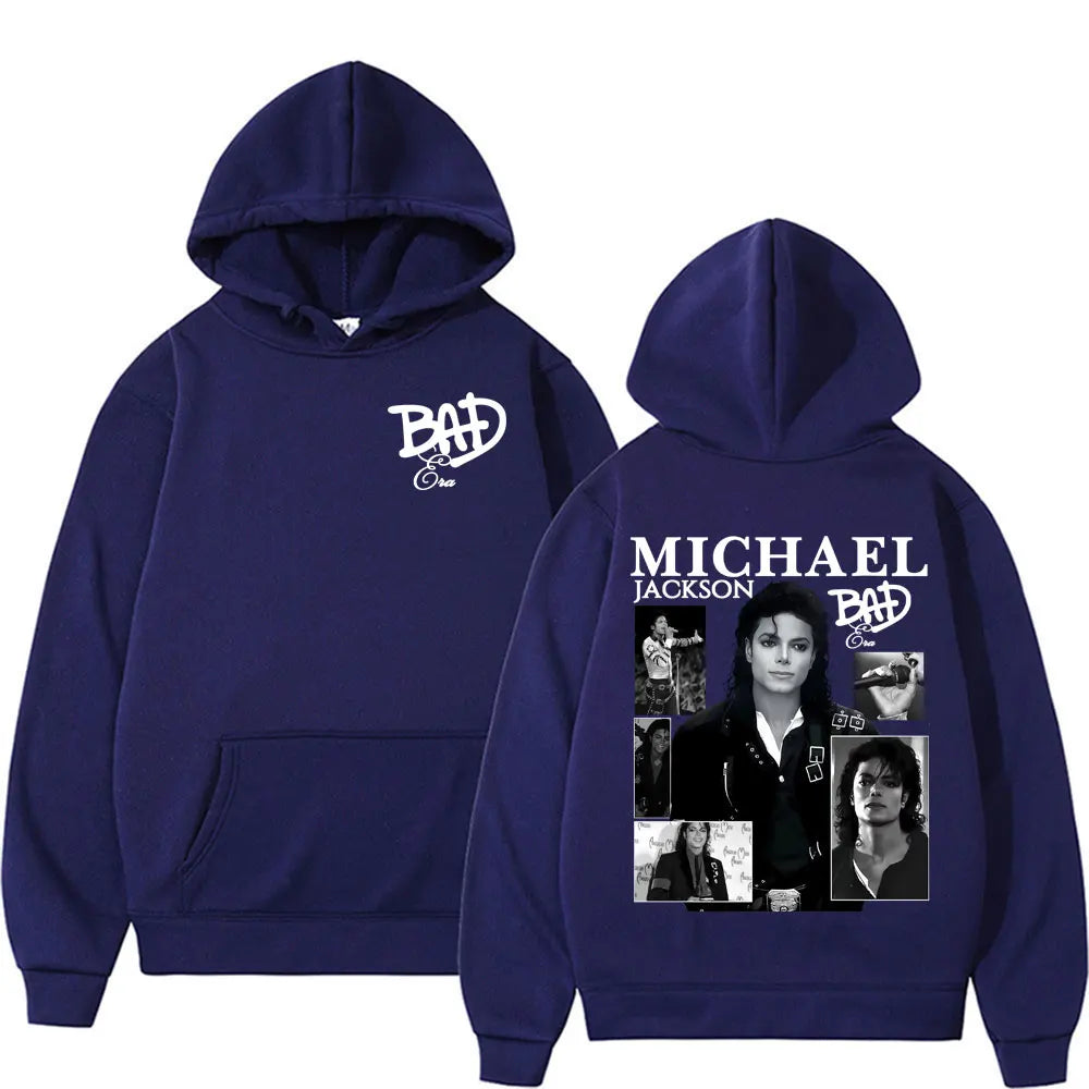 King of Pop Michael Jackson Bad Era Album Hooded Men Women Harajuku Hip Hop Streetwear Sweatshirt Fleece Casual Oversized Hoodie