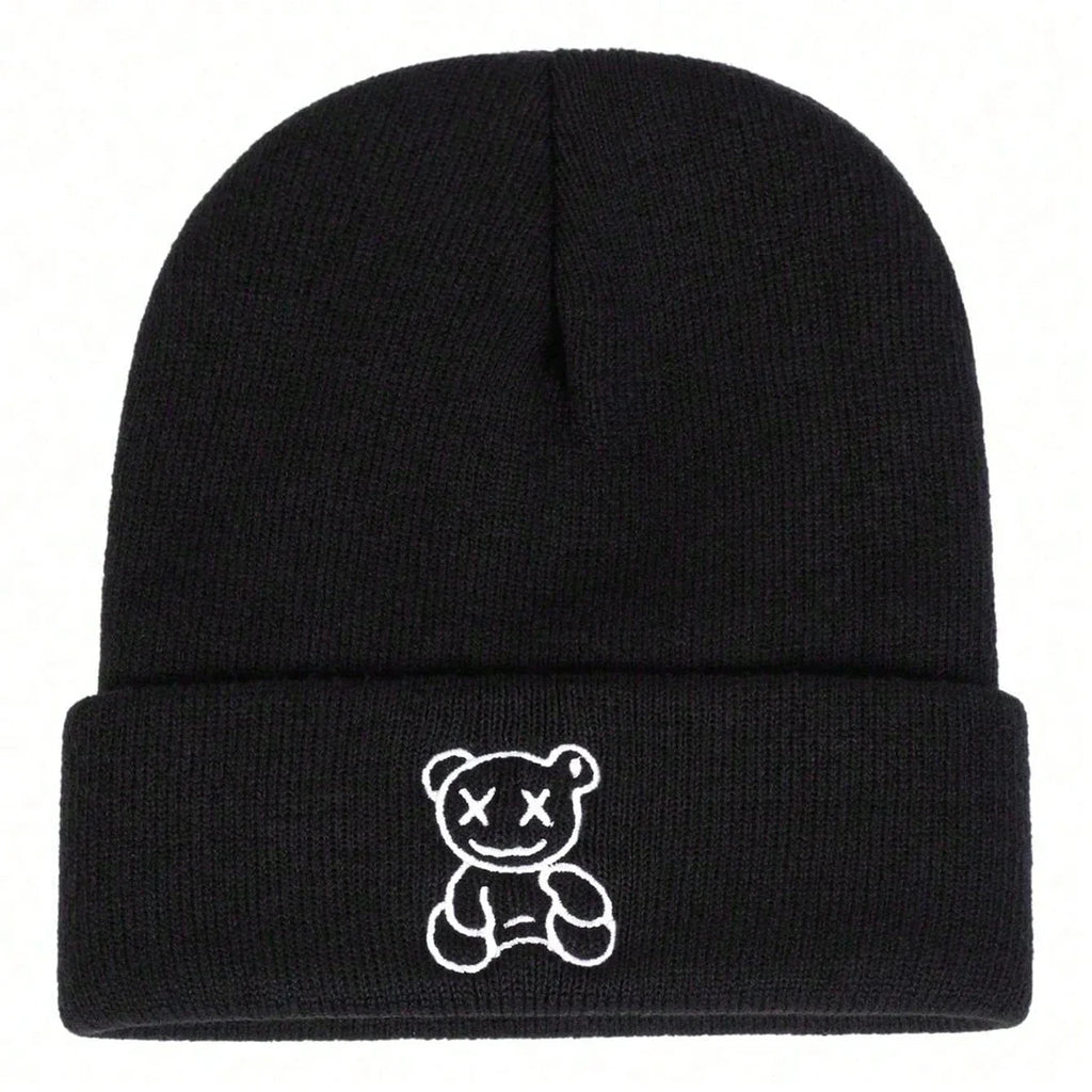 Unisex Little Bear Embroidery Beanies Autumn Winter Warm Knitted Hats Hip Hop Cap Beanie Hat Caps For Women Men