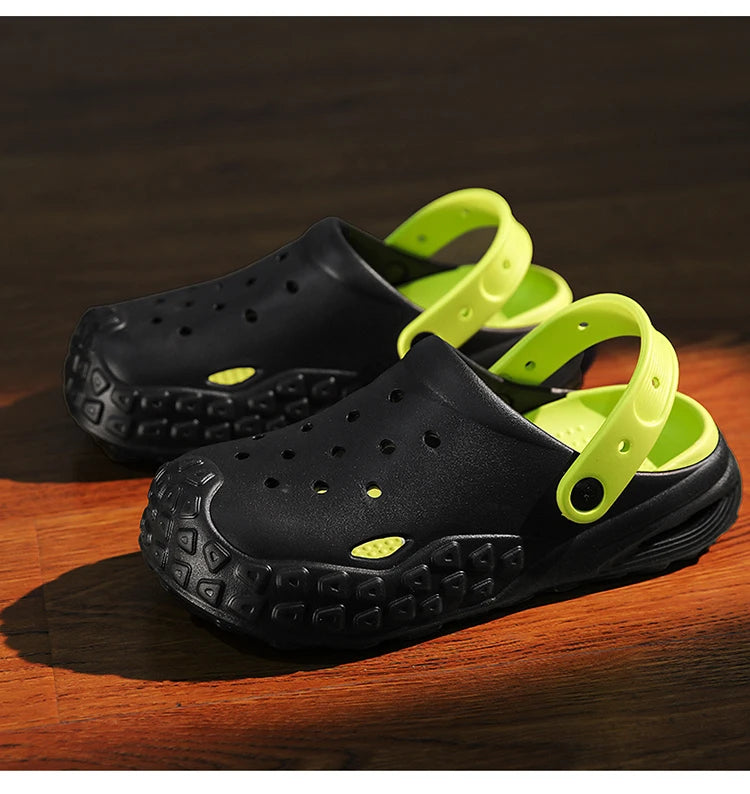 Flowllorss Men's Summer Outdoor Driving Sports Sandals Thick Bottom Anti-Slip Slip-On Beach Shoes Comfortable Wear Hole Shoes