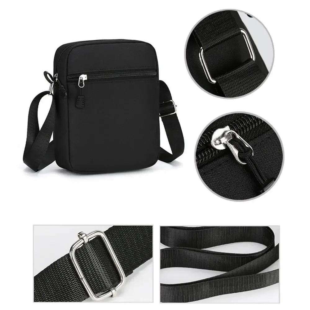 Simple Oxford Cloth Shoulder Bag Cartoon Adjustable Mobile Phone Bag Multiple Compartments Crossbody Bag for Men
