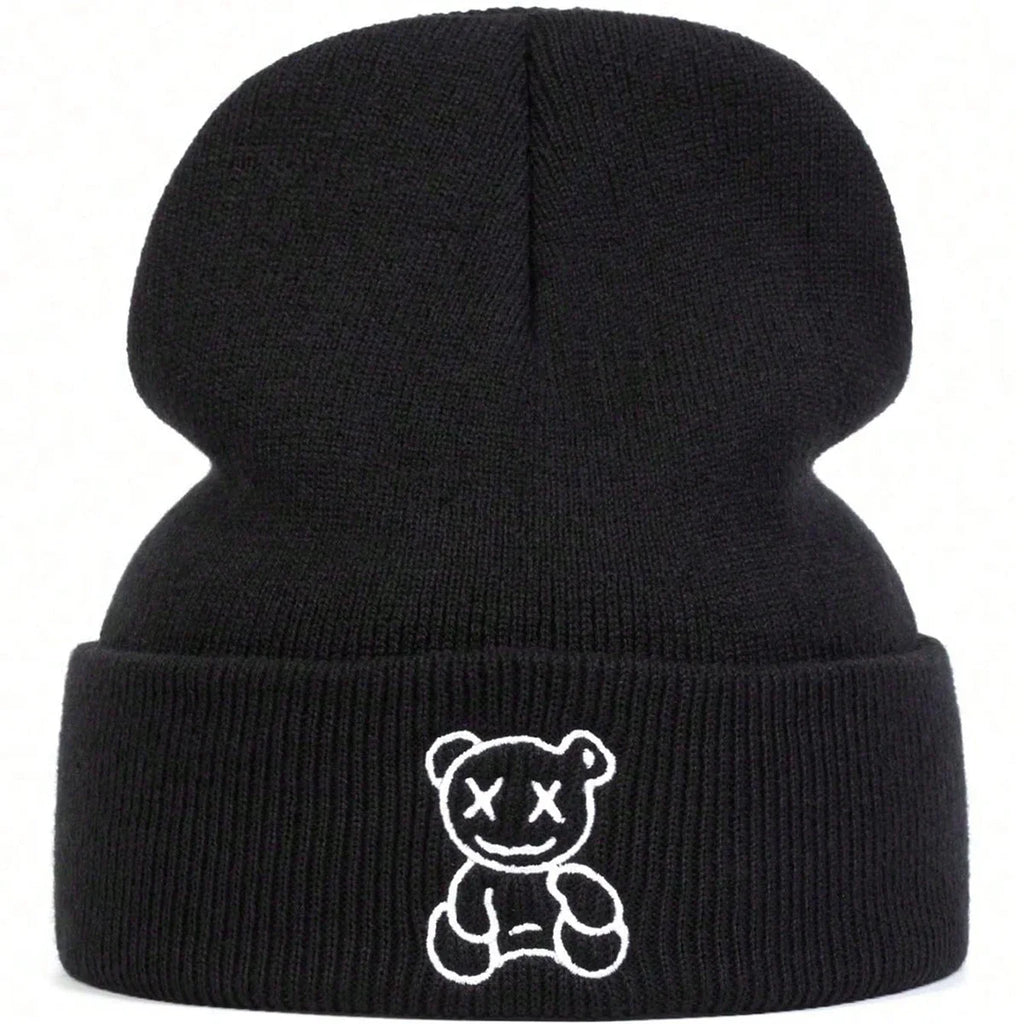 Unisex Little Bear Embroidery Beanies Autumn Winter Warm Knitted Hats Hip Hop Cap Beanie Hat Caps For Women Men