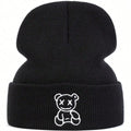 Unisex Little Bear Embroidery Beanies Autumn Winter Warm Knitted Hats Hip Hop Cap Beanie Hat Caps For Women Men