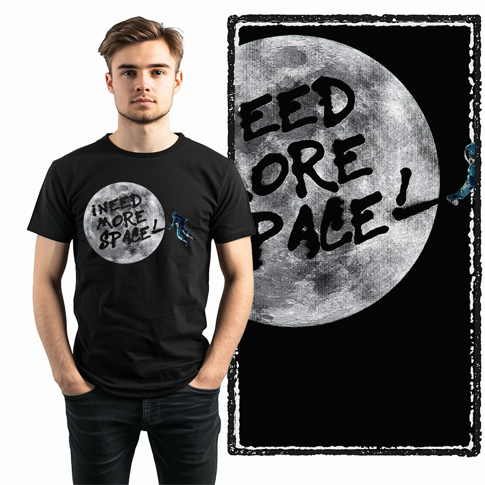 Coolmind SA 100% Cotton astronaut Graphic T shirt fo men Cool Moon print Big Size men tshirt BLACK men's novelty tee shirt