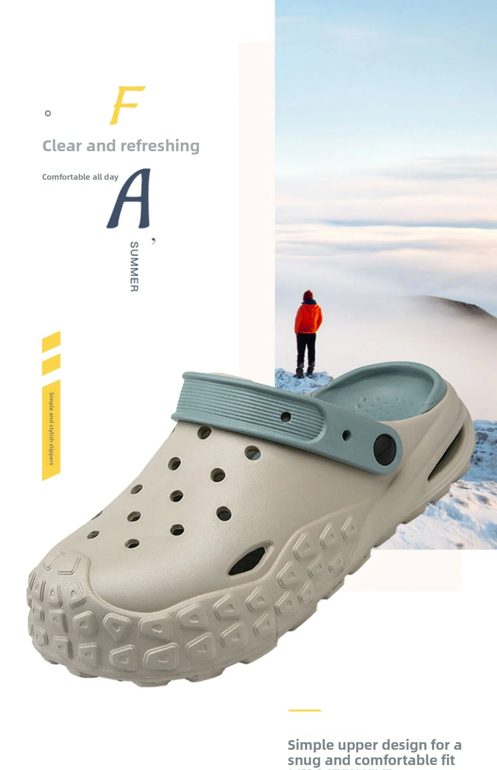 Flowllorss Men's Summer Outdoor Driving Sports Sandals Thick Bottom Anti-Slip Slip-On Beach Shoes Comfortable Wear Hole Shoes