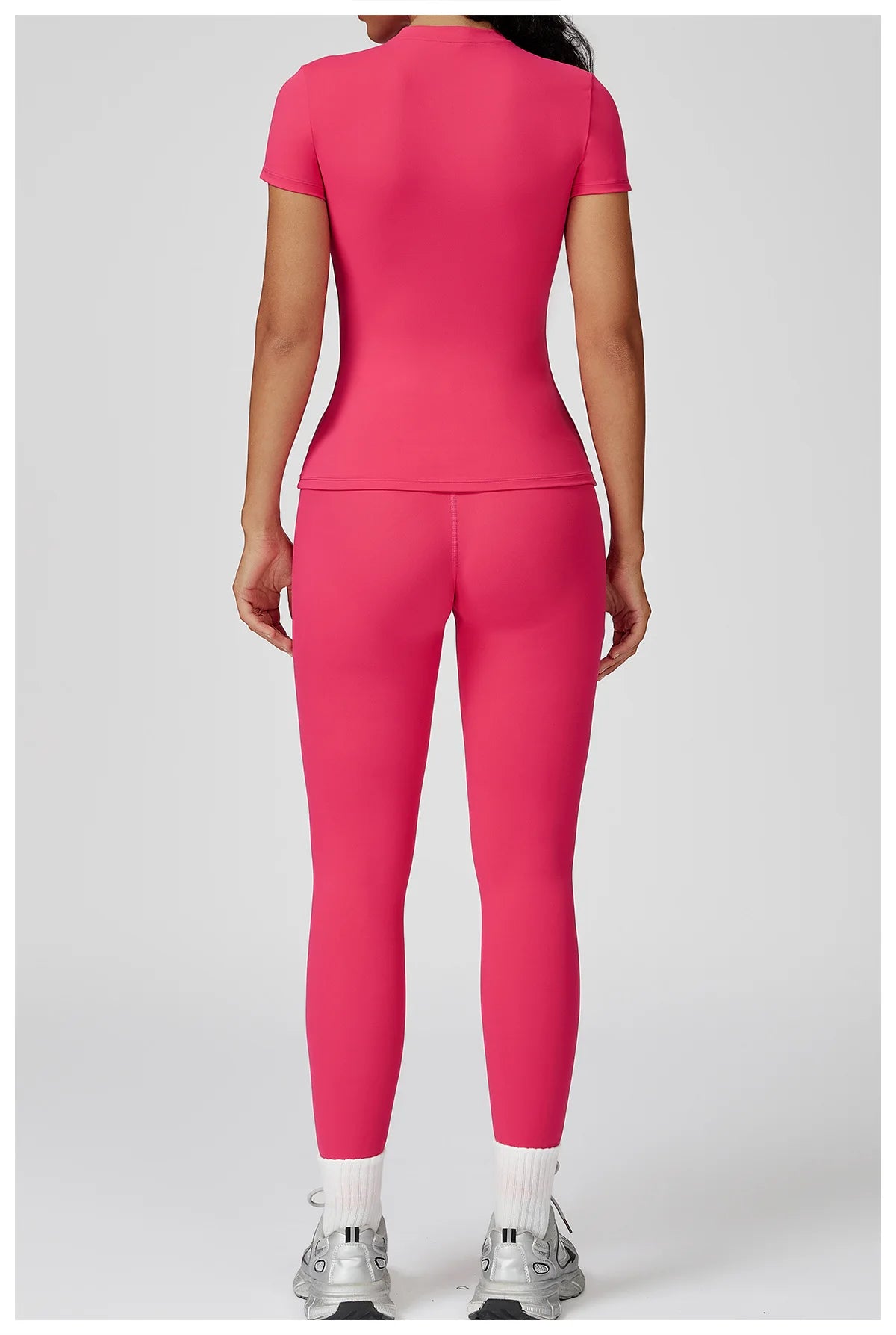 Women  Yoga Set 2PCS Workout Set Sportswear Gym Clothing Fitness Long Sleeve High Waist Leggings Cycling Shorts Sports Suits