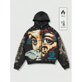 Star Eye Print Hoodie Men's Fleece Lined Sweatshirt Urban Style Comfortable Fit Winter Collection No Brand Registered Trademark