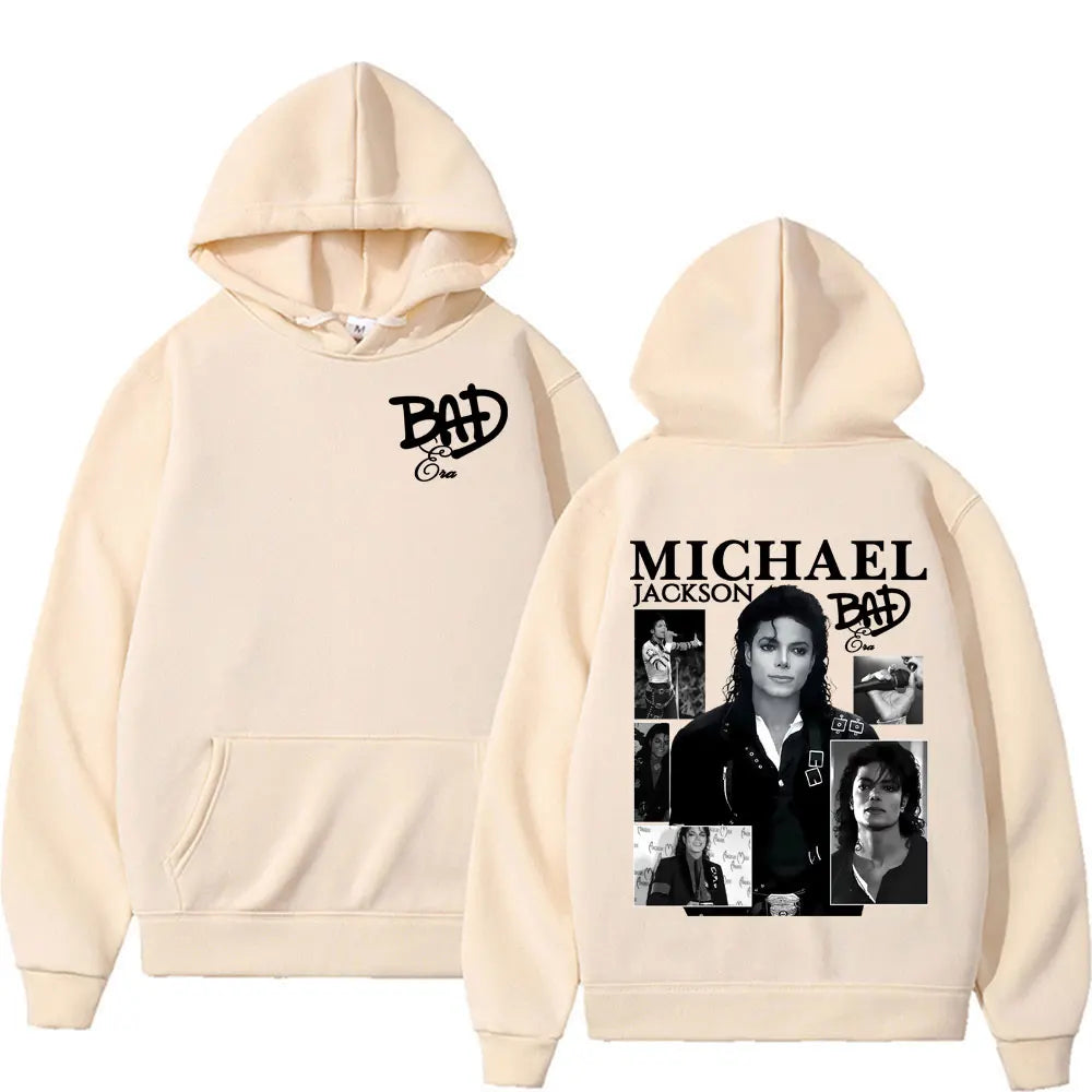 King of Pop Michael Jackson Bad Era Album Hooded Men Women Harajuku Hip Hop Streetwear Sweatshirt Fleece Casual Oversized Hoodie