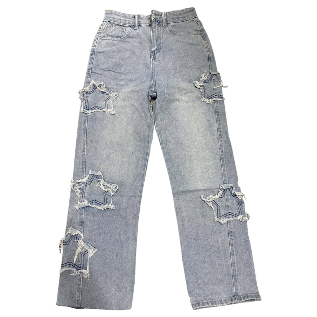 High Waisted Vintage Star Jeans For Women Chic Embroidered Straight Leg To Wide Leg Slim Fit Denim Pants спортивні штани жіночі